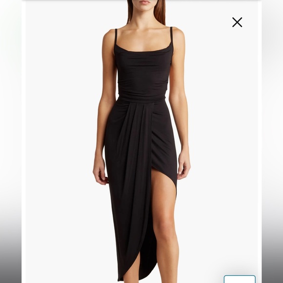 Go Couture Dresses & Skirts - Go Couture Cowl Neck Asymmetric Slit Dress